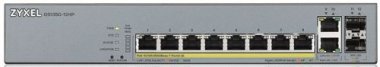 Фотография товара 'Zyxel Гибридный Smart L2 коммутатор PoE+ для IP-видеокамер rack 19", 10xGE (8xPoE+), 2xSFP, GS1350-12HP'